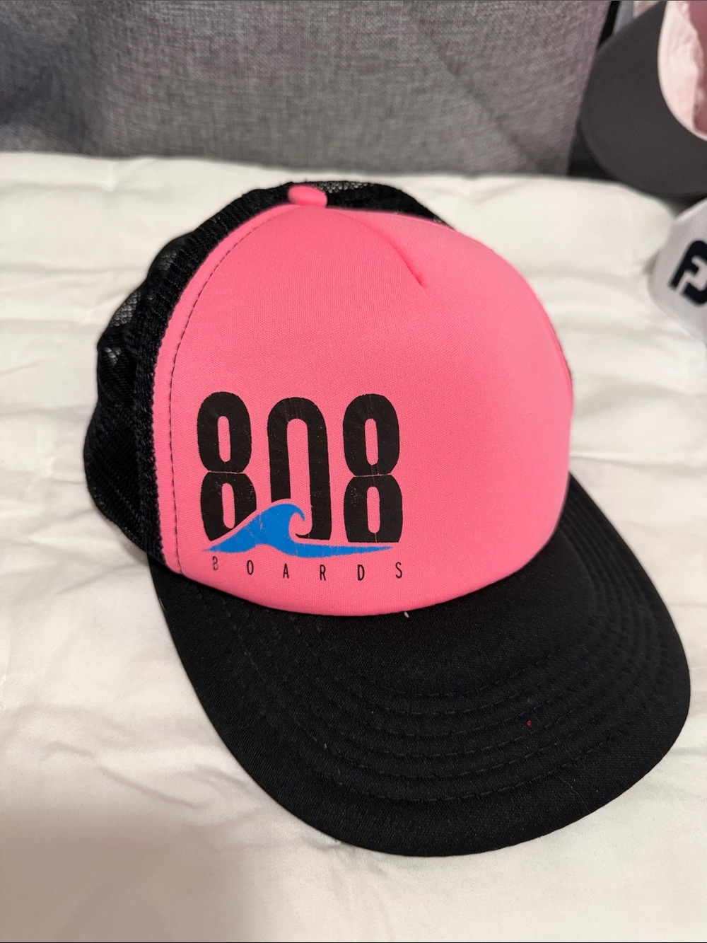 District Pink and Black 808 Boards Trucker Hat